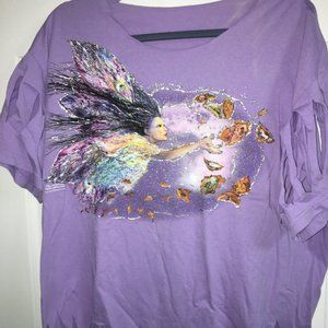 The Mountain Purple Fairy T Shirt Large - Sparkled Fringed